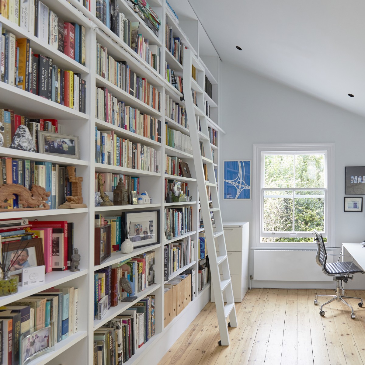 study library wall with ladder