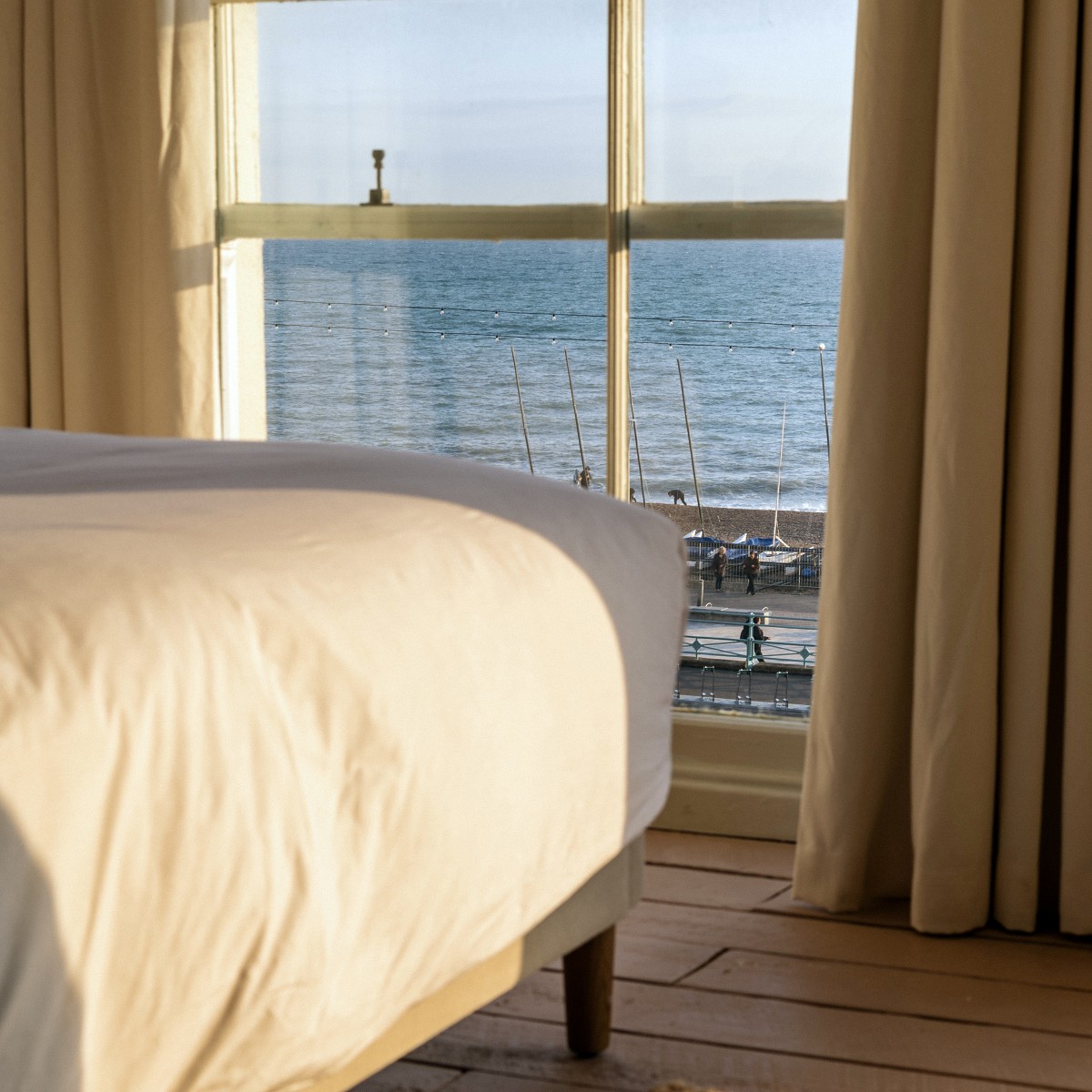 hotel room sea view with boats